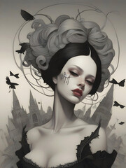 Gothic Girl Horror Illustration Art