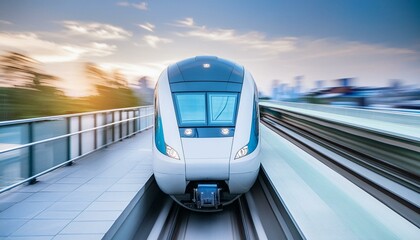 Fototapeta premium Modern City Transit: Fast Electric Train at Futuristic Metro Station