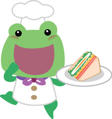 Frog chef with sandwich