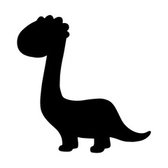 Silhouette, stamp of a small dinosaur animal. Vector graphics.