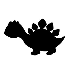 Silhouette, stamp of a small dinosaur animal. Vector graphics.