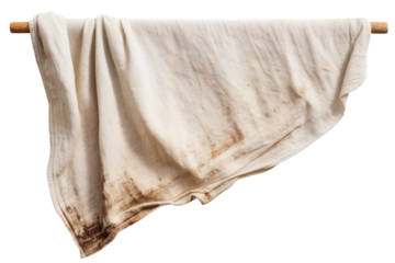 Ethereal White Towel Dancing in the Breeze on White or PNG Transparent Background.