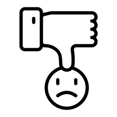 Dislike Vector Line Icon Design