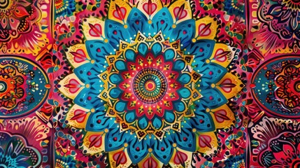 Vibrantly adorned mandala pattern backdrop