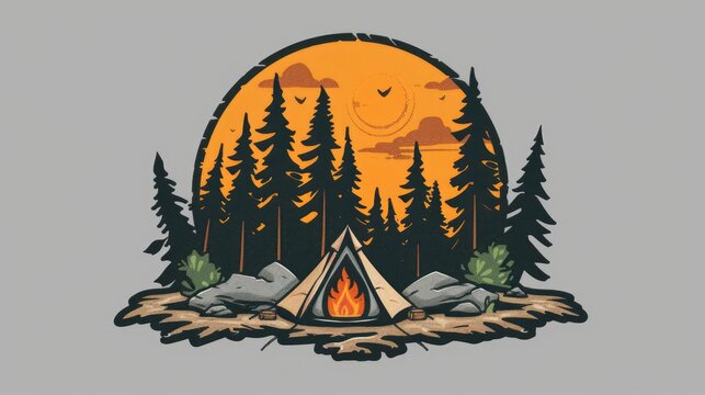 recommend clip art: Outdoor camping experience wilderness boundary emblem insignia