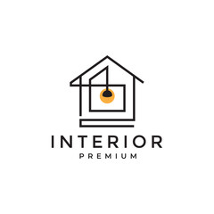 house interior line minimalist logo design vector