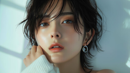 美しい クール 女性モデル ショートヘア