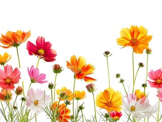 Flower backgrounds outdoors in nature against a white background