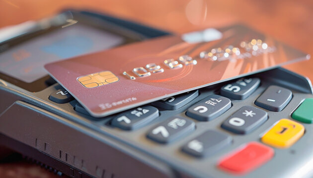 The process of inserting a credit card into a card reader for payment transactions