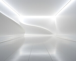 white wall empty room interior floor background modern light design.