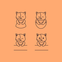 cute dog pet love adorable line set logo design vector