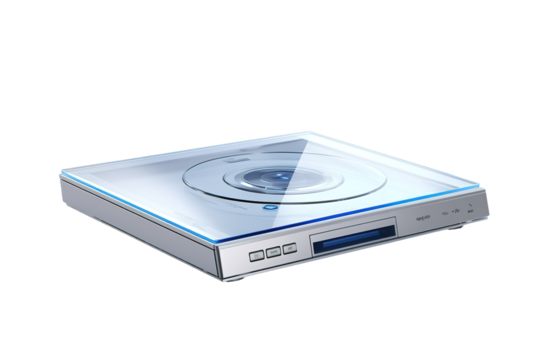 Harmonious Melodies: A CD Player Resting on a Blank Canvas on White or PNG Transparent Background.
