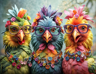 Beaded Beauties Branch Out in High-Fashion Clucks