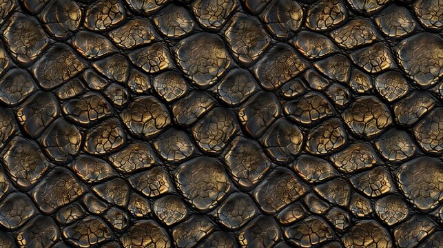 Abstract seamless pattern of reptilian skin texture. Background with scales, snake or crocodile leather print.