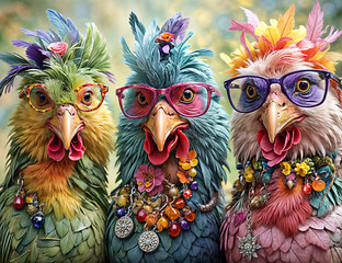Beaded Beauties Branch Out in High-Fashion Clucks