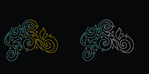 Rhinestone vector Design. rhinestone elephant vector design for Illustration of collar neck decoration with rhinestones in the form of a necklace. Flower  Transfer  Rhinestone