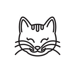 cute cat smile line mascot vector logo design