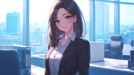 オフィスにいるビジネスウーマン、都会の大企業10