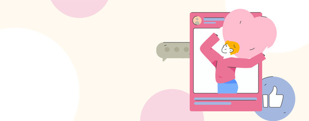 Virtual characters social communication concept business flat vector hand drawn illustration
