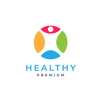 healthcare modern colorful logo design vector
