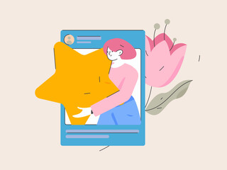 Virtual characters social communication concept business flat vector hand drawn illustration
