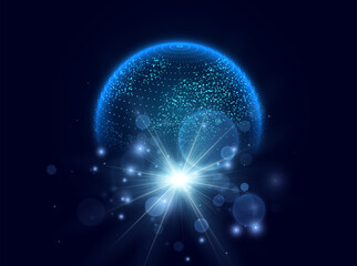 Technology image of globe. Global network graphic concept.