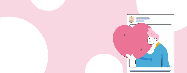 Virtual characters social communication concept business flat vector hand drawn illustration
