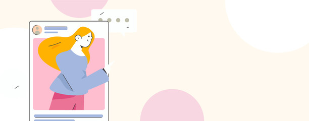 Virtual characters social communication concept business flat vector hand drawn illustration
