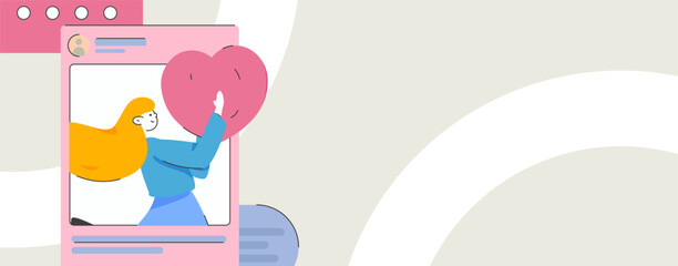 Virtual characters social communication concept business flat vector hand drawn illustration
