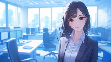 オフィスにいるビジネスウーマン、都会の大企業41