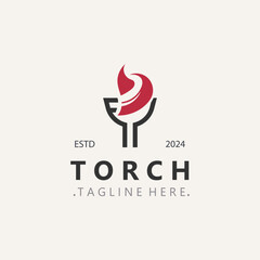 Torch logo Graphic, olympic flame Modern Design Element simple minimalist Template