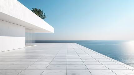Obraz premium Minimalist modern architecture and flooring by the seaside