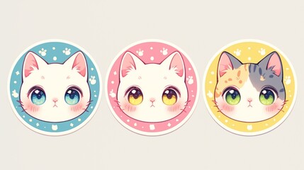 Fototapeta premium 可愛い猫のアイコン21