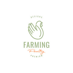 hen farming hen house line color hipster logo design vector
