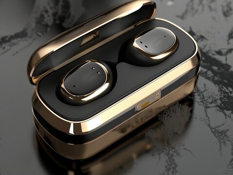 Pair of true wireless earbuds and charging case.