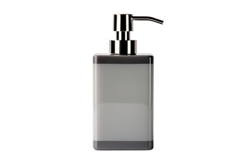 Obraz premium Modern gray pump dispenser bottle, minimalist refillable soap container, bathroom and kitchen hygiene accessory PNG isolated on Transparent Background