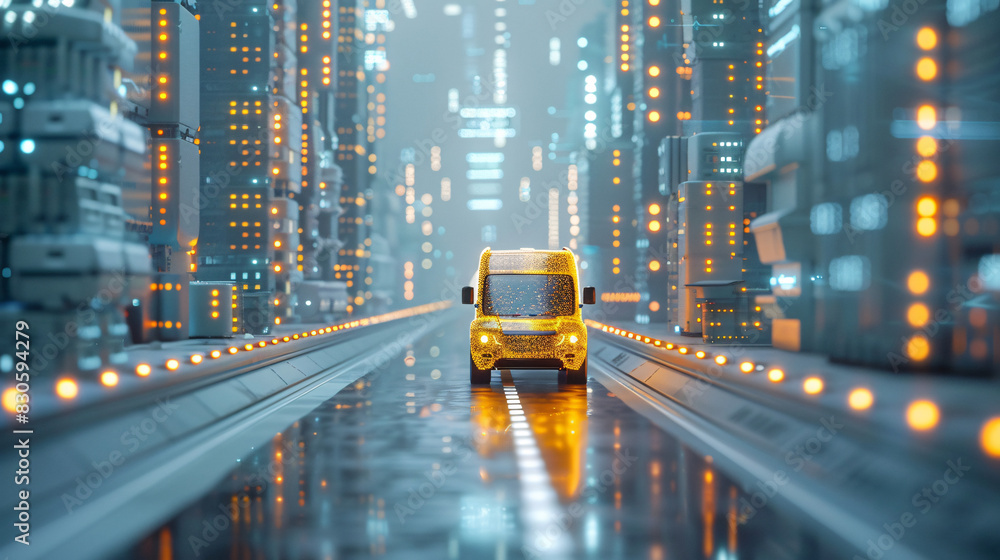 Poster digital transformation in logistics with automated warehouses and ai route optimization