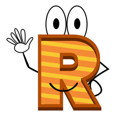  mascot design png letter R with funny cartoon smile and greeting expression.