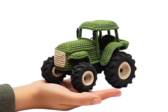 The Green Toy Tractor Adventure on White or PNG Transparent Background.