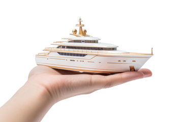 Sailing Dreams in Palms on White or PNG Transparent Background.
