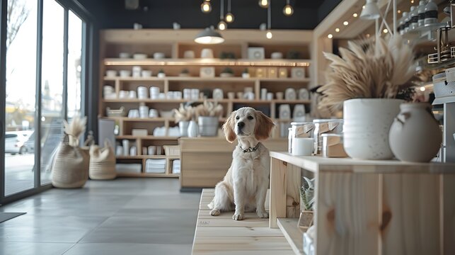 Cozy Pet Boutique with Grooming Station and Luxury Products Display