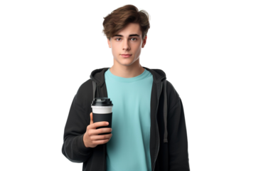 The Coffee Connoisseurs Morning Ritual on White or PNG Transparent Background.