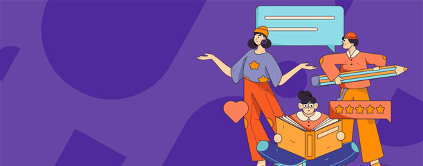 Virtual characters social communication concept business flat vector hand drawn illustration
