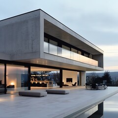 Elegant minimalist house, modern design, simplicity at its best, no plants or furnishings