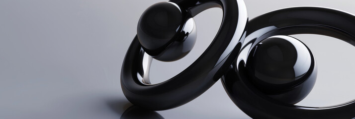 Modern Abstract Design Featuring Two Interlocking Black Rings