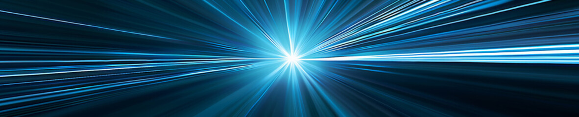 Fototapeta premium Brilliant Blue Light Streaks Converging Towards a Bright Center