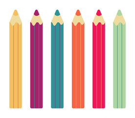 Set of vector colored pencils on white background