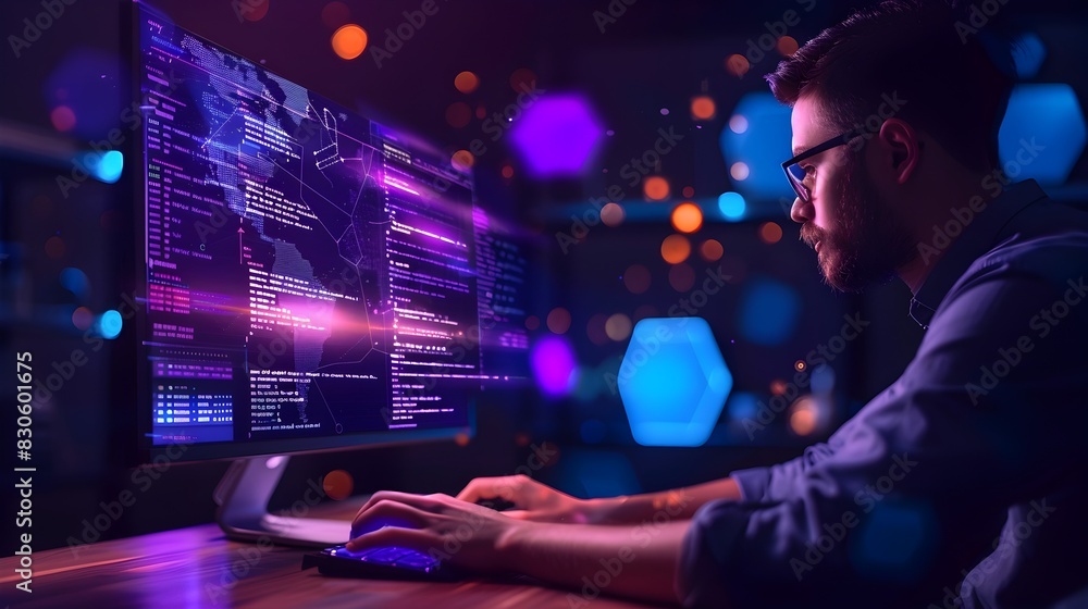 Poster software engineer coding for e commerce platform advancement
