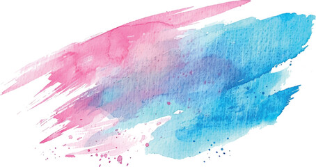 Watercolor brush strokes background, pink blue colors, isolated, for design