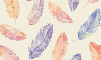 seamless background pattern watercolor with feathers